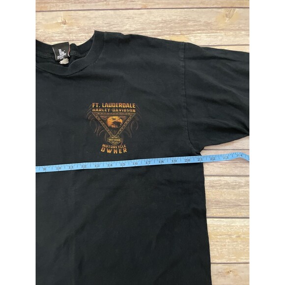 VINTAGE Harley Davidson Owner Shirt Black Ft Lauderdale Florida Eagle Graphic L - Picture 5 of 9
